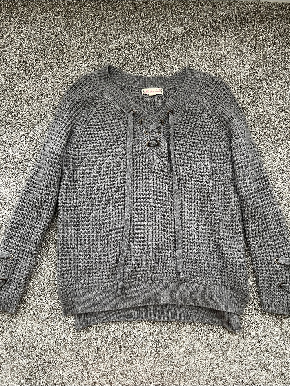 It’s Our Time Gray Chunky Knit Sweater